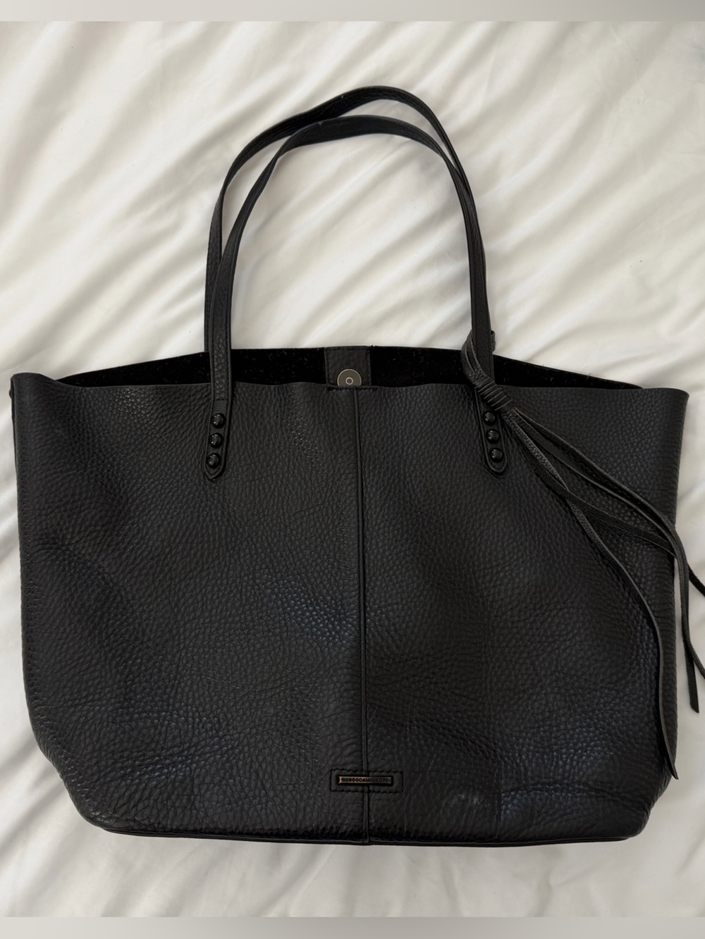 Rebecca Minkoff-Black Leather Tote Bag - Sleek Everyday Carry